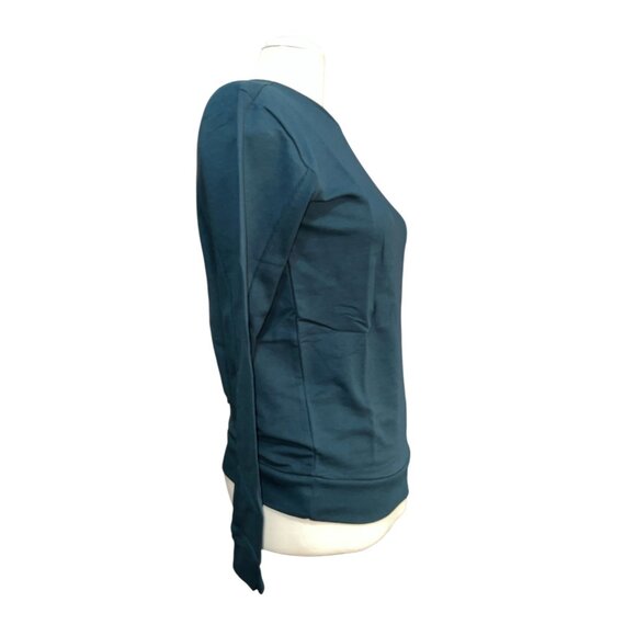 Universal Standard Meridian Zip Pullover Sweater Sz 4XS (XS 00-0) Teal Green Lon - Picture 12 of 15